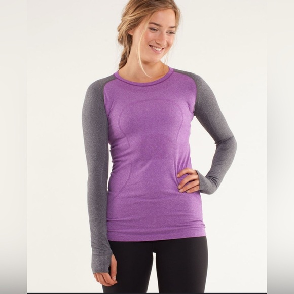 Lululemon Run: Swiftly Tech Long Sleeve Tender Violet / Black Size Large. - Picture 1 of 5